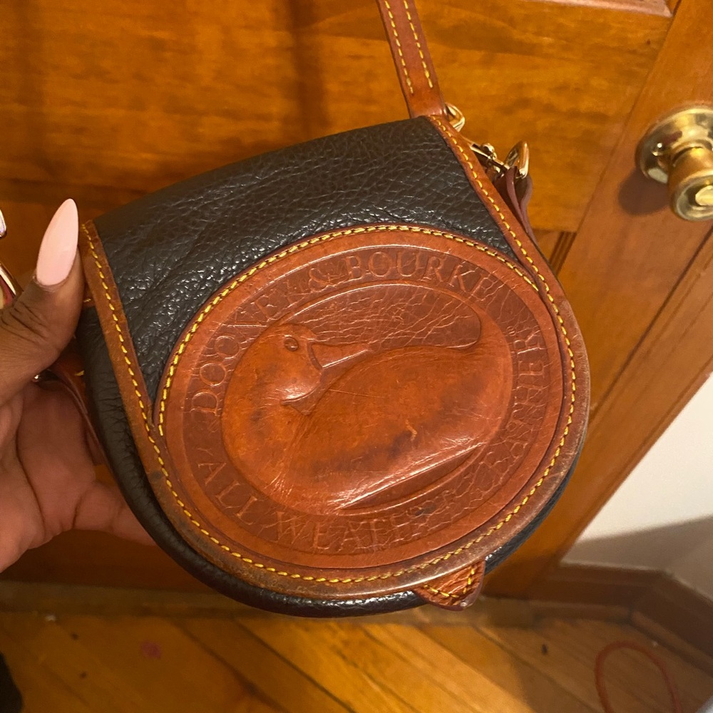 Dooney & Bourke Black and Tan Leather Crossbody